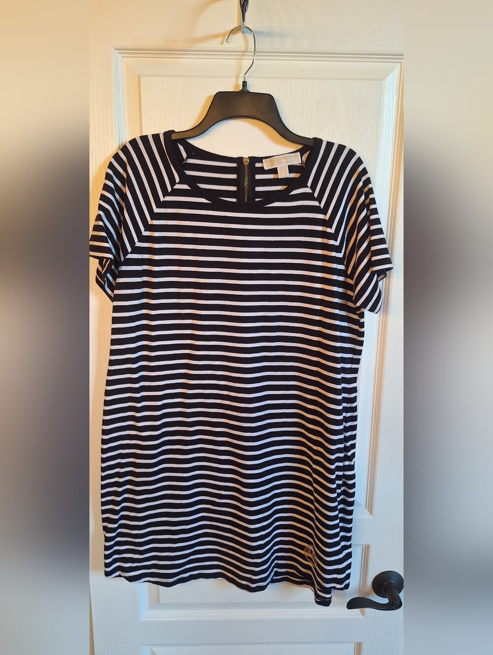 Michael Kors Black and White Striped Tshirt Dress